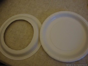 first, cut the centre out of one of your plates