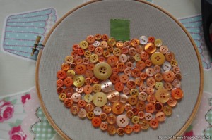 Button pumpkin embroidery hoop craft Button pumpkin embroidery hoop craft