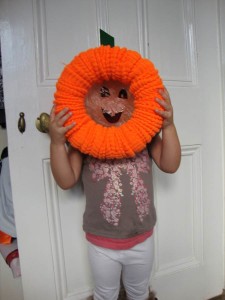 Pumpkin wreath Pumpkin wreath using handwarmers