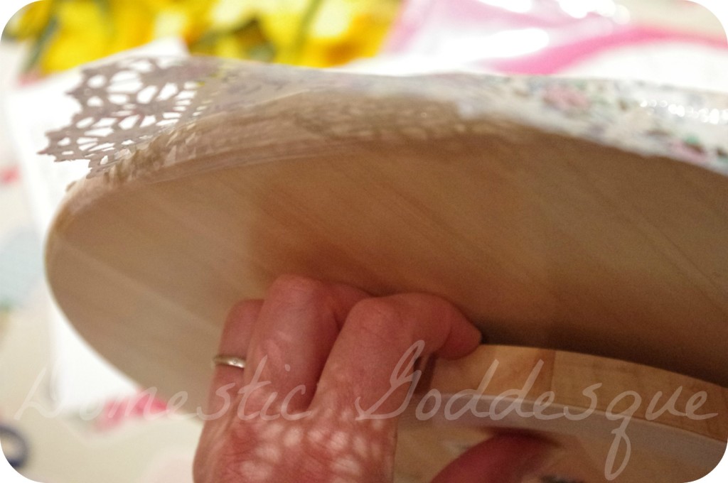 underneath doilies over the edges