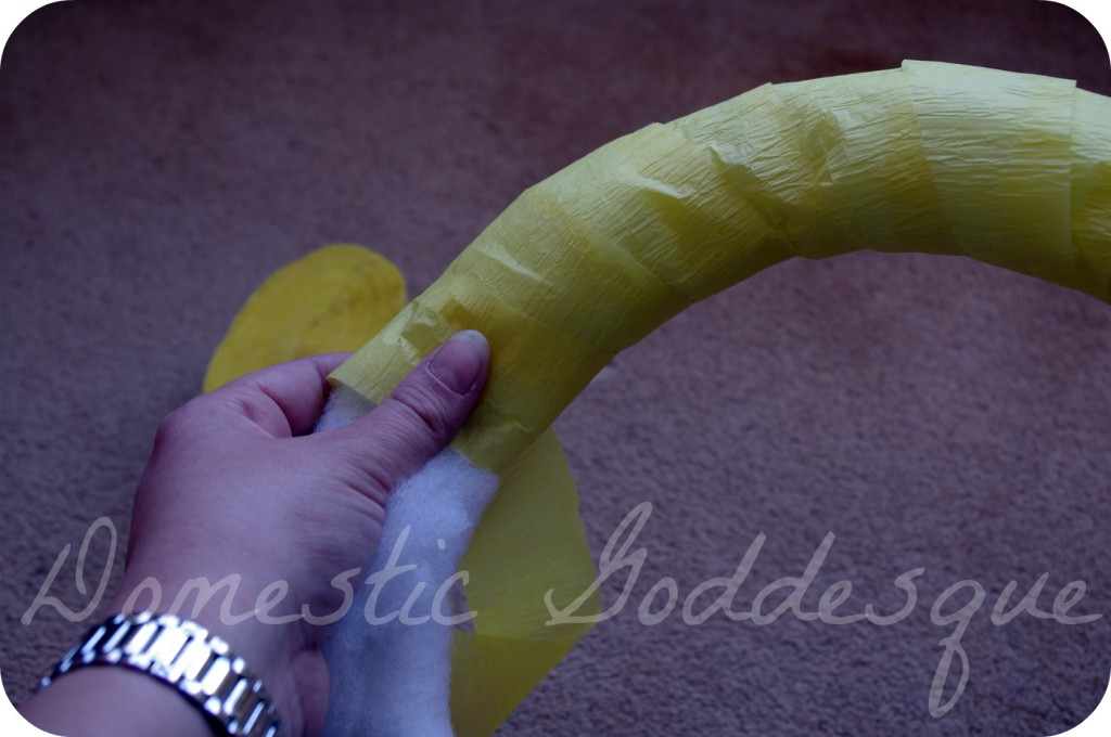 wrap the wreath in crepe paper