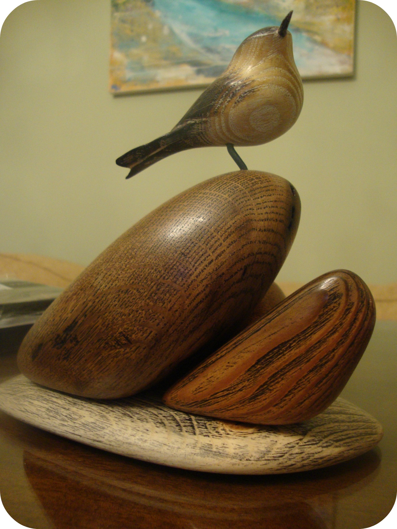 Terry Warren Goldcrest from driftwood