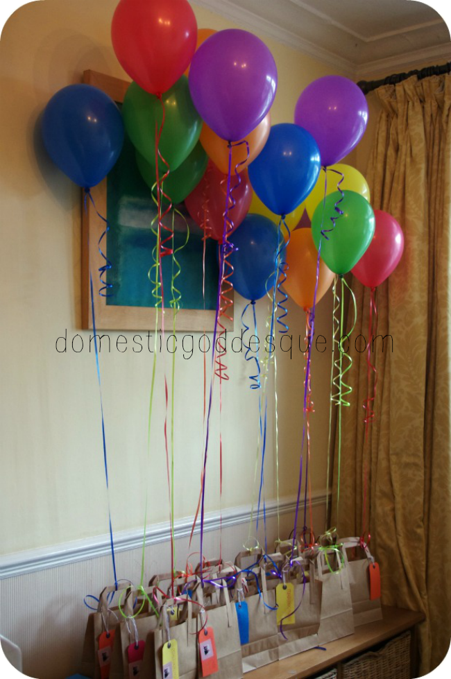 rainbow balloon party bags