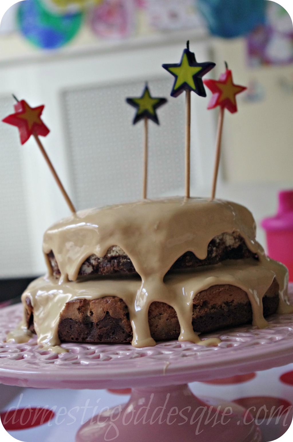 caramel brownie layer cake