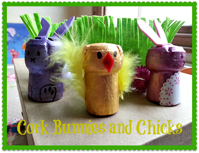 cork Easter bunnies and Easter chicks