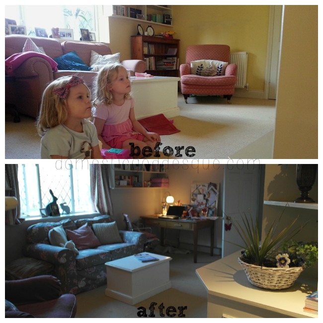 family room before and after