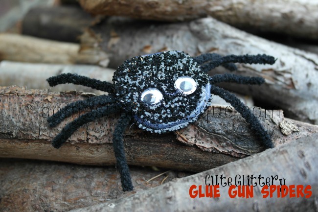 Cute Glittery Glue Gun Spiders