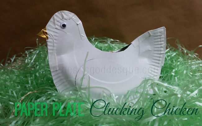 paper plate clucking Easter chicken